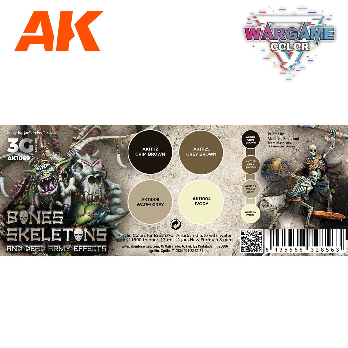 WARGAME COLOR SET. BONES AND SKELETONS.