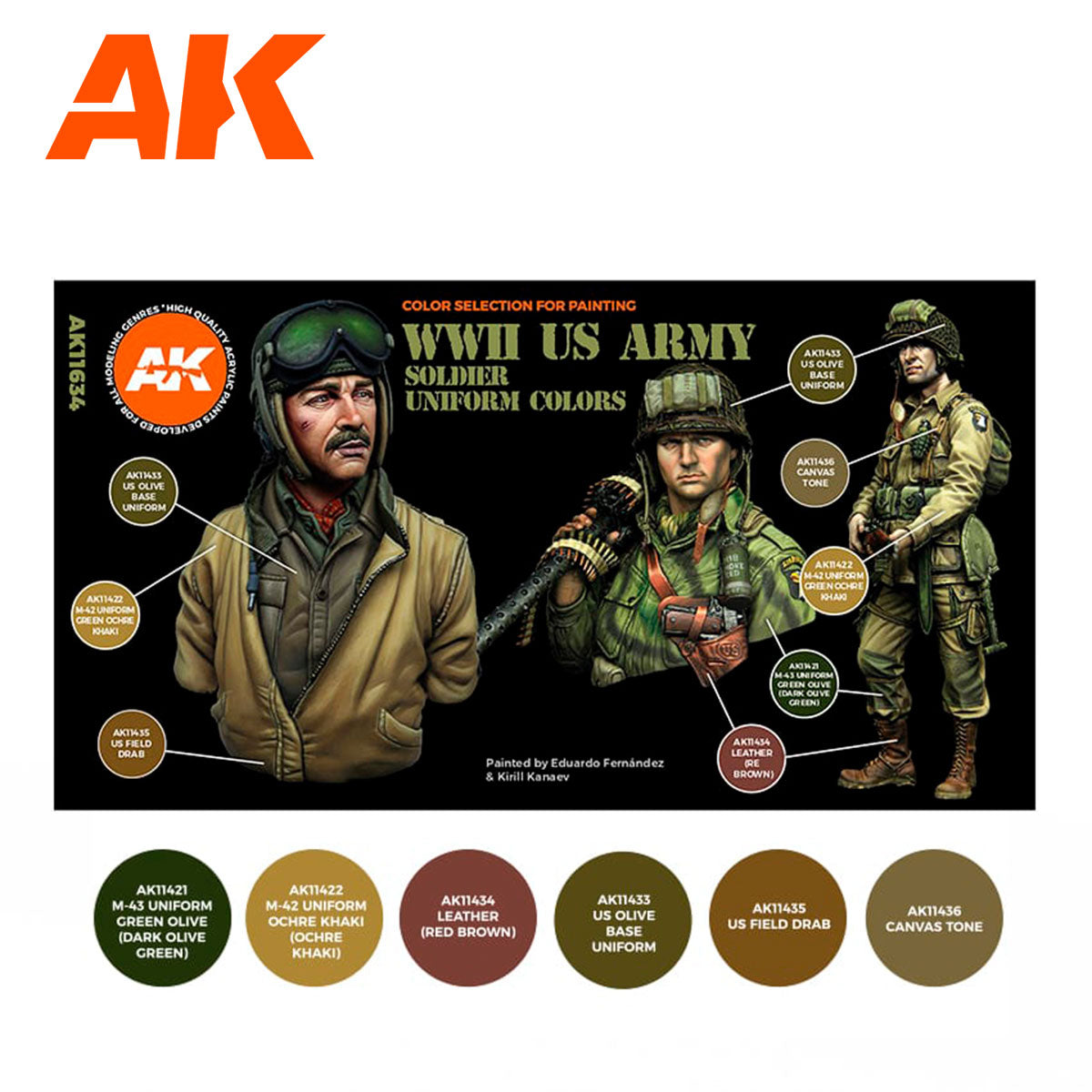 Acrylics 3GEN sets : WWII US Army soldier uniform colors