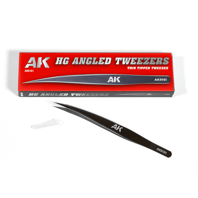 AK Interactive Pince courbée à pointe fine (HG ANGLED TWEEZERS 01 (THIN TIPPED))