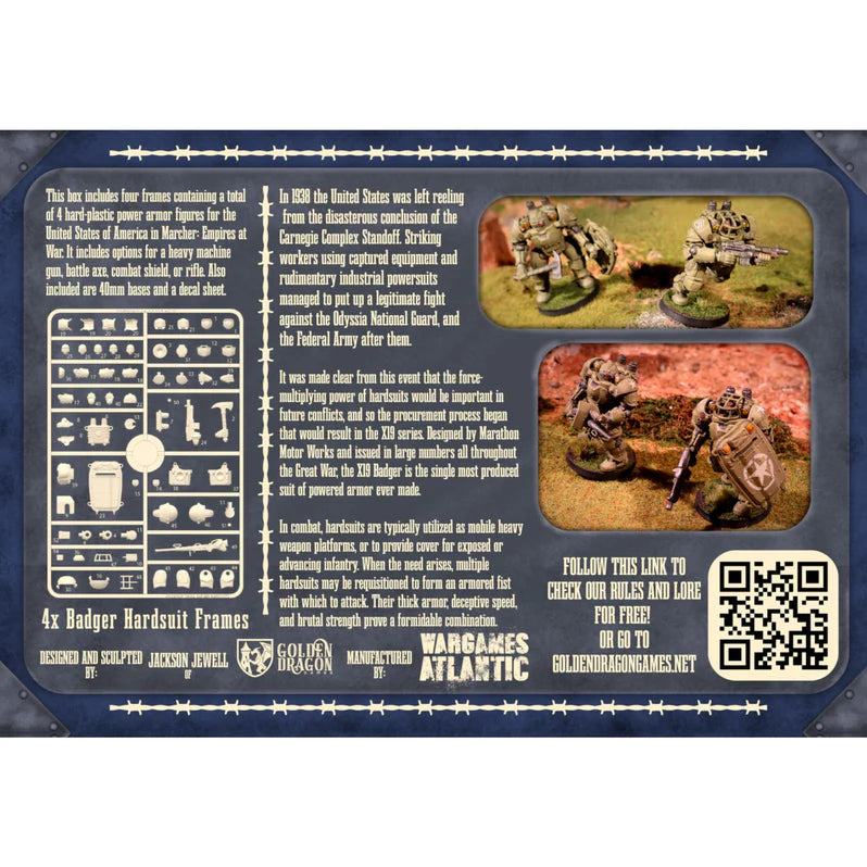 WargamesAtlantic : Si-fi/Marcher: X19A2 Badger Hardsuits (4 figurines)