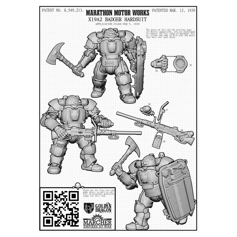 WargamesAtlantic : Si-fi/Marcher: X19A2 Badger Hardsuits (4 figurines)