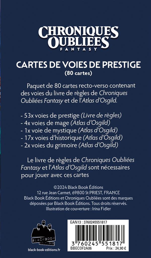 Chroniques Oubliées Fantasy 2 - Cartes de voies de prestige