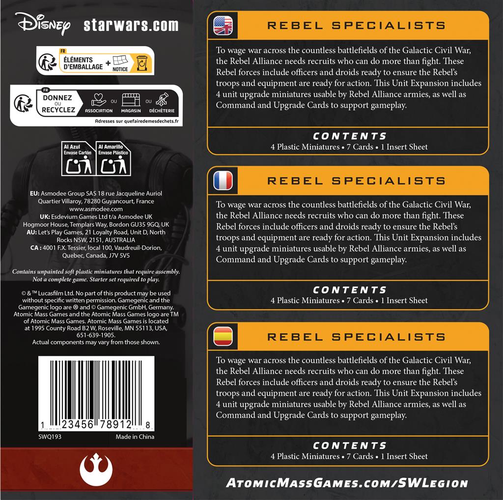 Star Wars Légion : Spécialistes Rebelles (Réédition)