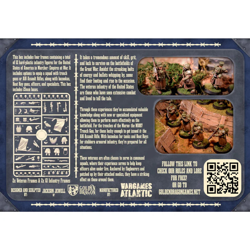 WargamesAtlantic : Si-fi/Marcher: USA Veterans and Command (12 figurines)