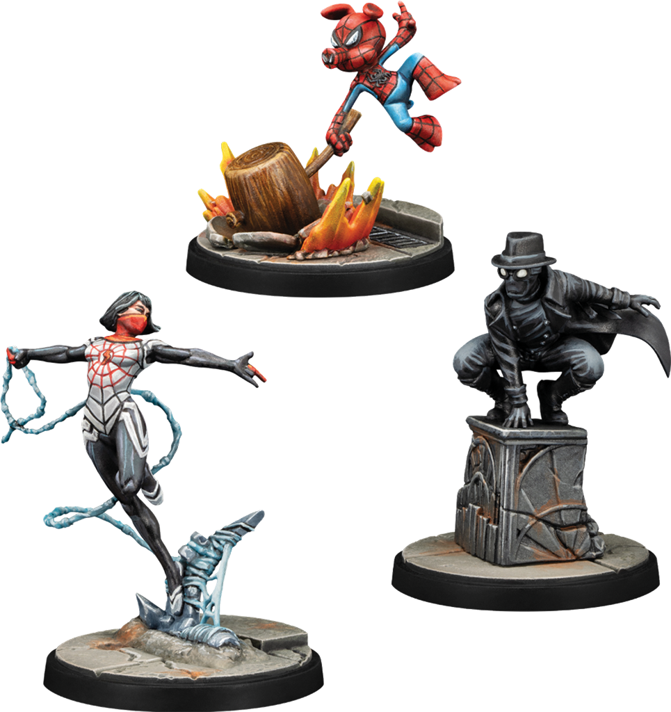 Marvel Crisis Protocol – Silk, Spider-Ham & Spider-Man Noir (Pack de personnages)