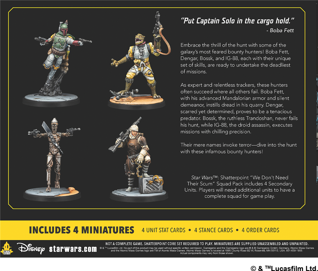 Contenu du set d'escouade We Don't Need Their Scum – Star Wars Shatterpoint