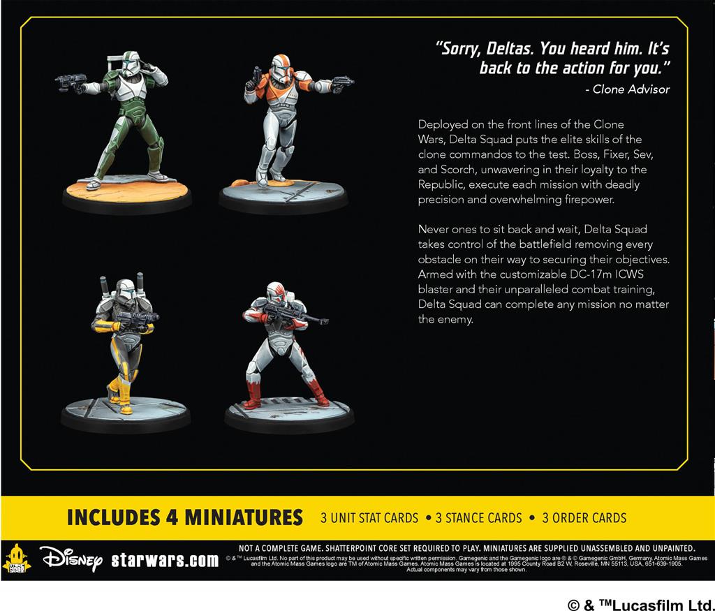 Contenu du set d'escouade Delta Squad, Form Up! – Star Wars Shatterpoint