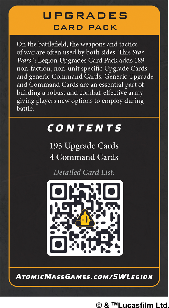 Star Wars Légion : Paquet de cartes amélioration en Francais