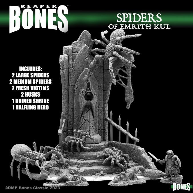 Reaper Miniatures : Les Araignées d'Emrith Kul Bones boîte/d