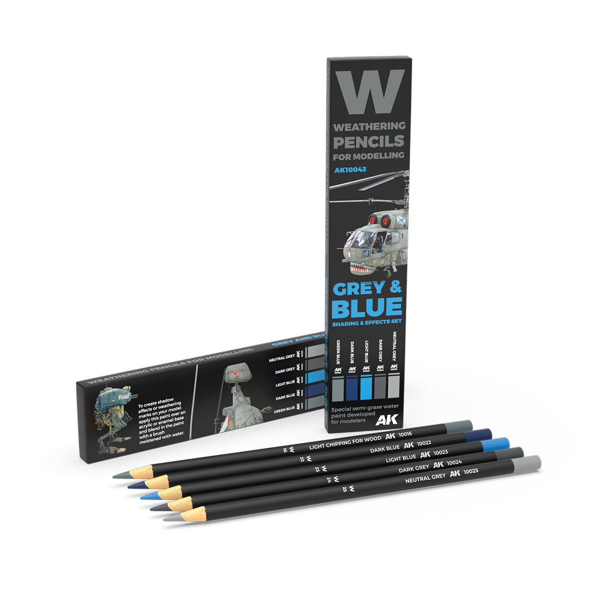 Watercolor - Pencil set grey and blue camouflages