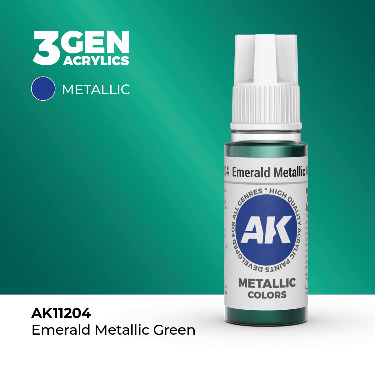AK- 3GEN- Acrylics- Emerald Metallic Green 17ml