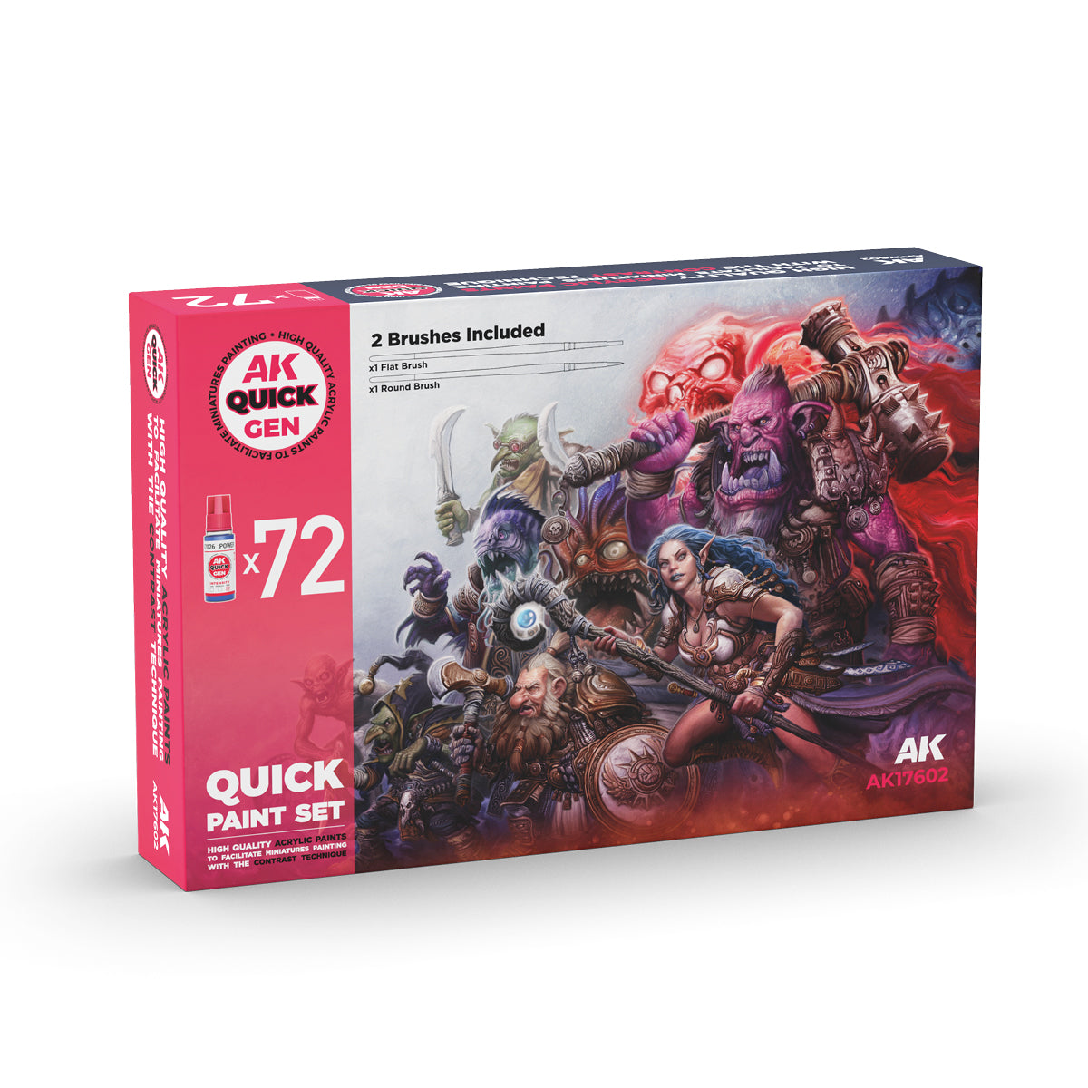 AK - Quick Gen Set - Quick paint set -72 quick gen (+2 medium 18ML +2 free brushes)