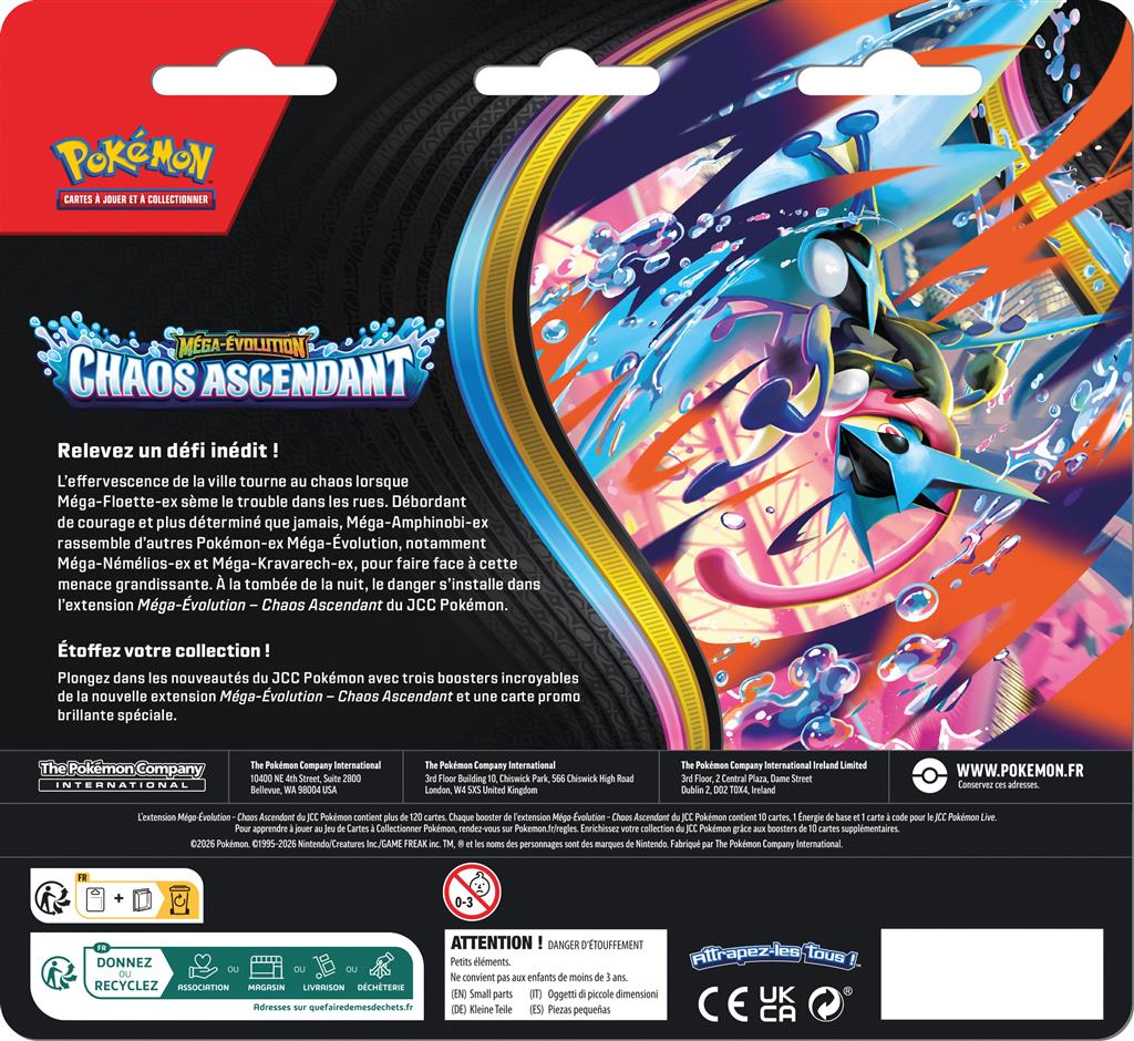 Pokémon ME04 : pack 3 boosters Chaos Ascendant en Francais