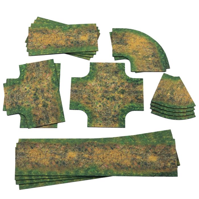 Rubber 2D terrain set – Muddy roads – 2D Road set 15mm