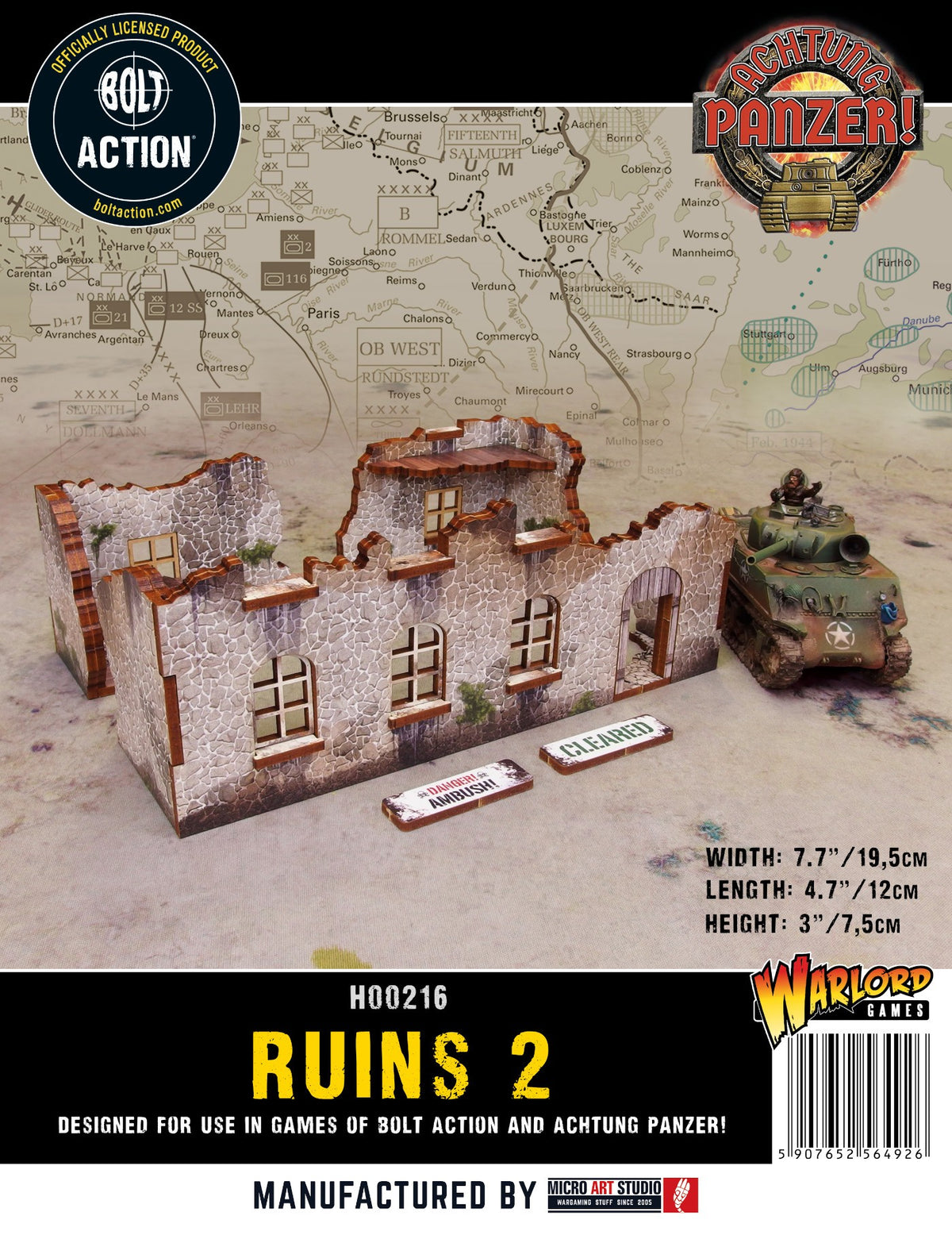 WW2 Achtung Panzer Normandy Ruin 3 (28mm) PRÉPEINTS