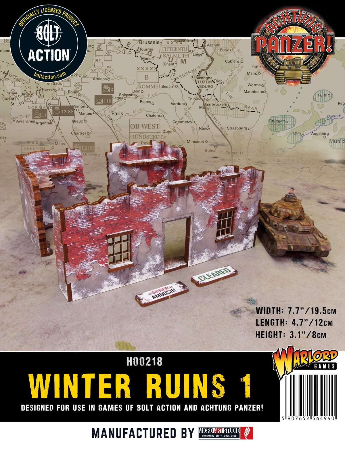 WW2 Achtung Panzer Normandy Winter Ruin 1 (28mm) PRÉPEINTS