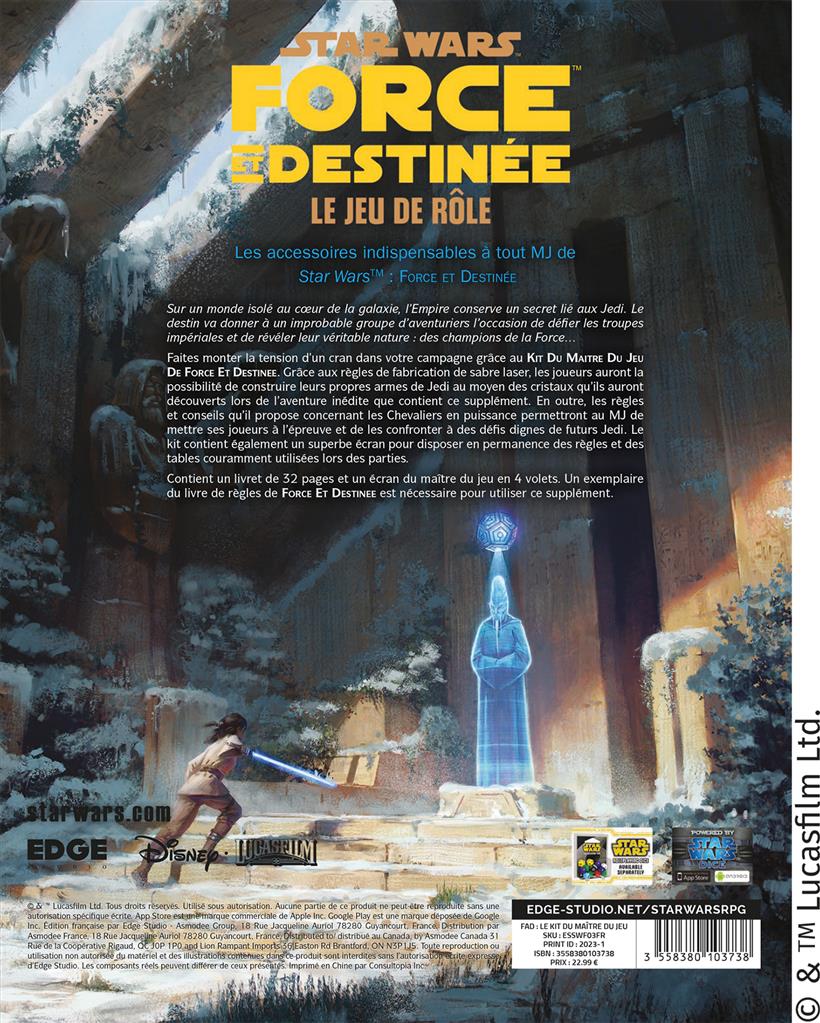 Star Wars : Force et Destinée Kit du Maitre de Jeu