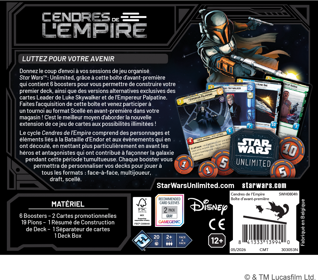 Star Wars Unlimited : Cendres de l'Empire Boîte AP en Francais