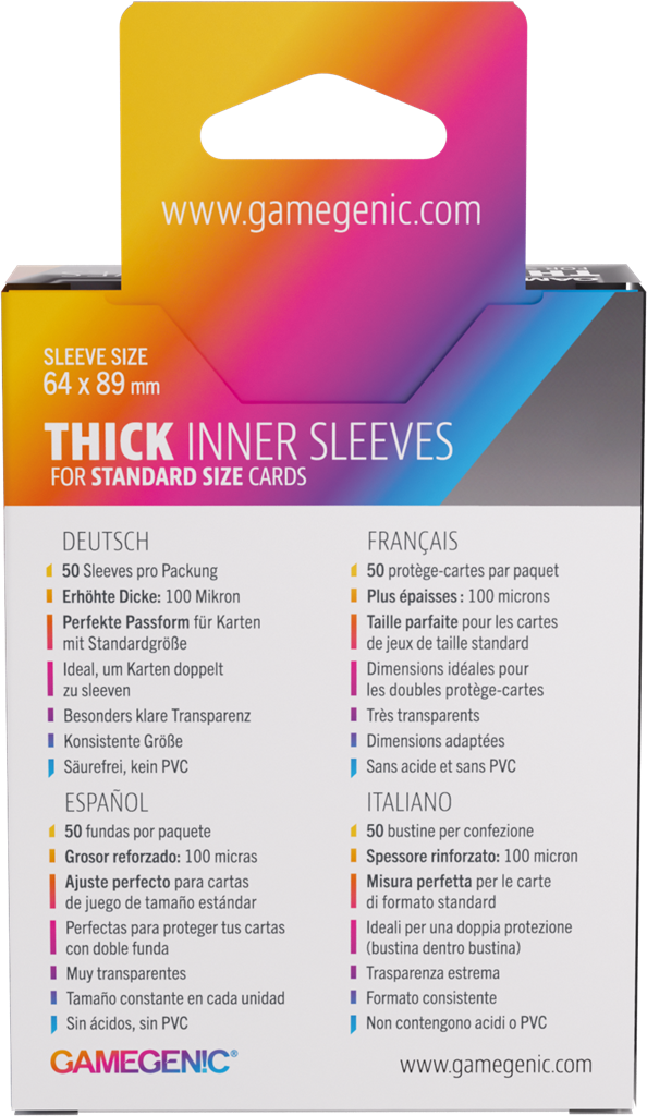 Gamegenic :  Thick Inner Sleeves 64x89