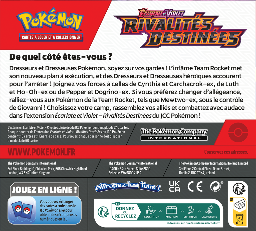 Pokémon EV10 Écarlate et Violet – Rivalités Destinées : display de boosters (Limité à un exemplaire par client) (LIVRAISON GRATUITE)