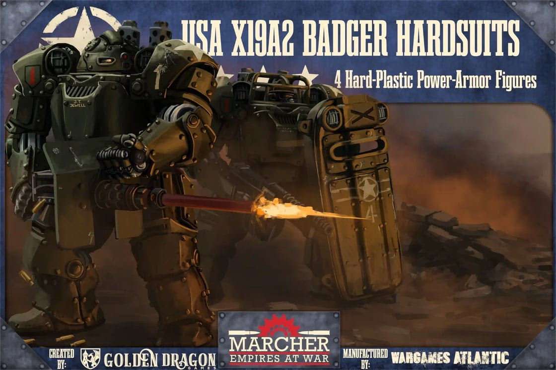 WargamesAtlantic : Si-fi/Marcher: X19A2 Badger Hardsuits (4 figurines)