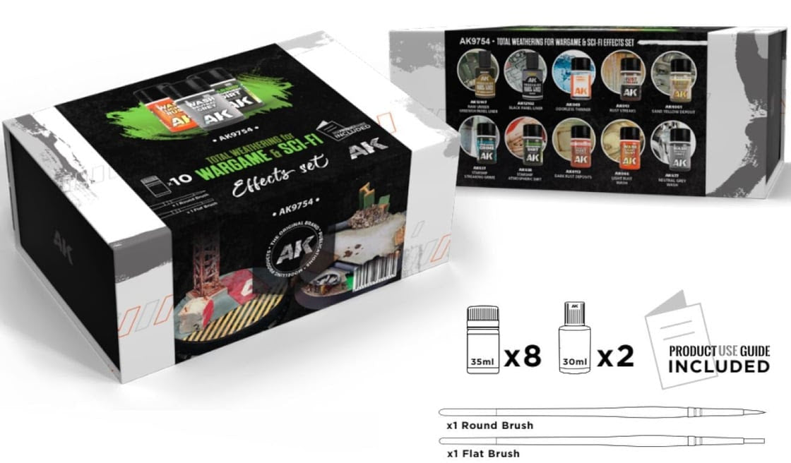 AK Interactive - Pigments - Total weathering for wargame et Sci-Fi (x8)