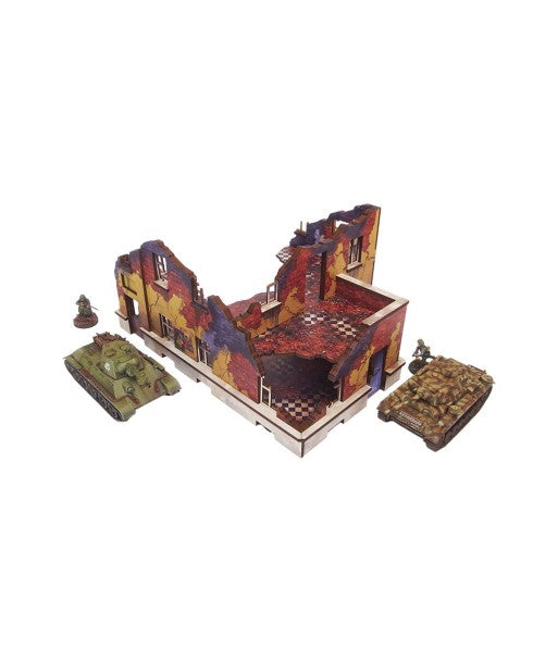 WW2 Ostfront Stalingrad School Left (with balcony) (1) (28mm) pré-peint